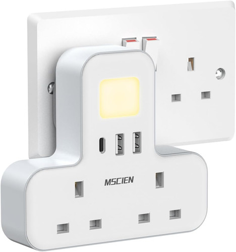 Double plug adaptor with usb - with,