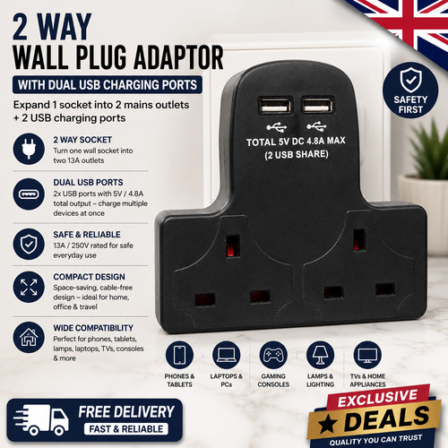 Way wall plug adaptor - 2,