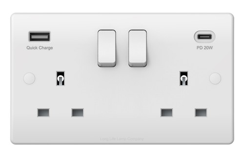 Double wall plug socket - 2, gang