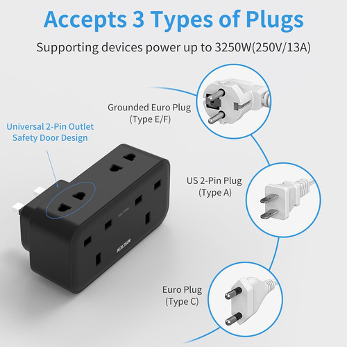 Double plug adapter - with, usb