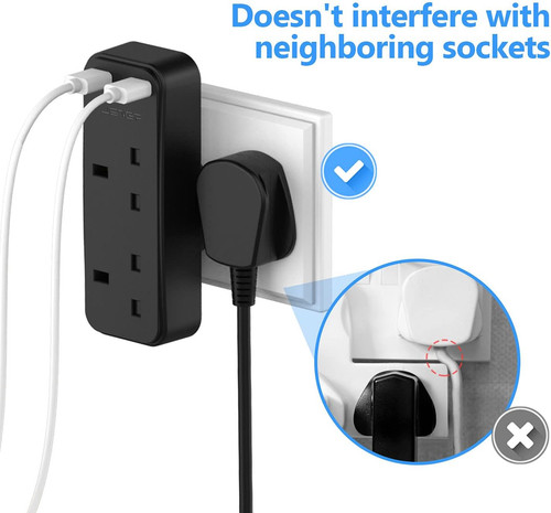Double plug adapter with usb - with, 2